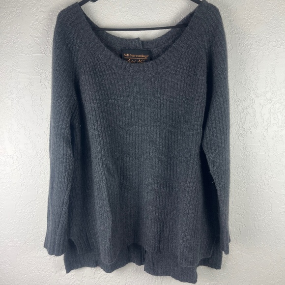 Soft Surroundings Label Noir Womens Cashmere Sweater XLarge Button Back Gray - Picture 1 of 13